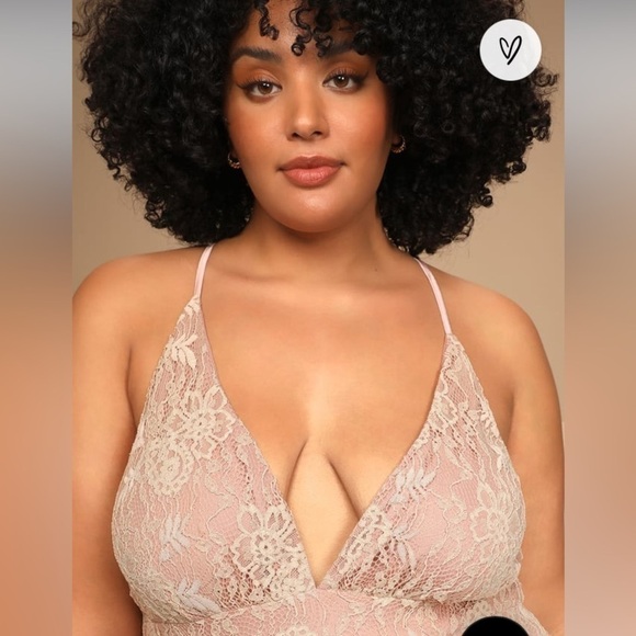 Lulu’s NWT Stolen Moments Dusty Pink Blush Lace Plus Size Maxi Dress 1X Hoco - Picture 5 of 16